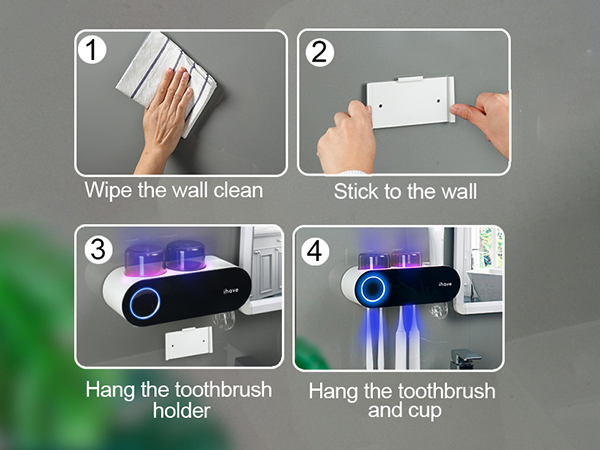 Toothbrush Holders for Bathrooms, UV Toothbrush Sanitizer and Holder Smart Home Bathroom