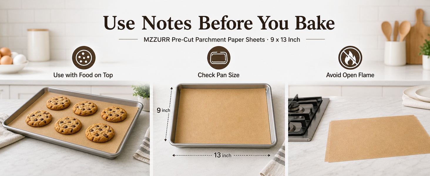 Use notes for MZZURR parchment sheets showing flat placement and trimming.