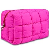 AMZMA Puffy Quilted Makeup Bag for Women, Water-Resistant Nylon Travel Toiletry Organizer Pouch, ...