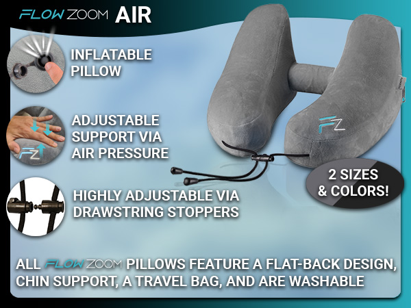 Travel pillow, neck pillow, blow up pillow, inflatable pillow, compact pillow, airplane pillow