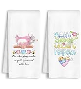 HSIASHENG Quilters Gifts Kitchen Towels, Gifts for Sewing Quilting Lovers Dish Tea Towels, Gift f...
