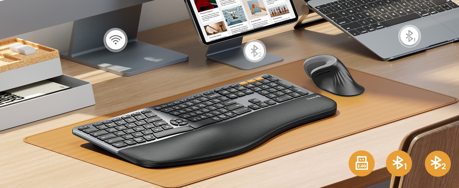 Backlit Wireless Ergonomic Keyboard