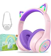 LOBKIN Kids Bluetooth Headphones,Over Ear Kids Headphones Wireless with Mic 50H Playtime Colorful...