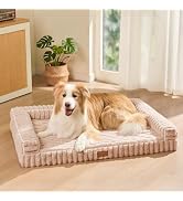 Jolifield Orthopedic Calming XL Dog Bed Large Sized Dog 42''X28'' Beige | 3-Sided Bolster Pet Cat...