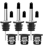 USEAMIE 3 Pack Stainless Steel Liquor Pour Spouts, Classic Bottle Pourers with 6 Caps, 3 Adapters...
