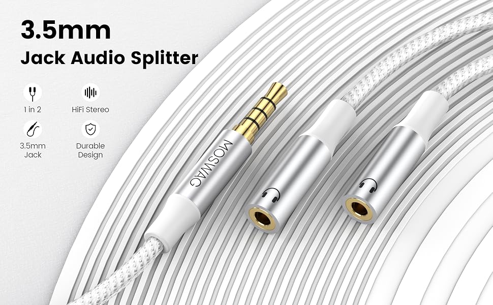 USB C to 3.5mm Aux Audio Headphone Splitter