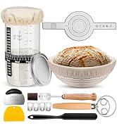 Sourdough Starter Kit, 9'' Round Banneton Proofing Basket, 36oz Sourdough Starter Jar, Bread Lame...