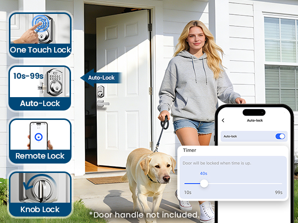 Supports 3 ways smart locking, including APP locking, one touch locking, and auto locking.