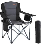 VEVOR Oversized Camping Folding Chair, Portable Heavy Duty Outdoor Quad Lumbar Back Padded with S...