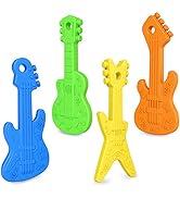 Meartchy 4 Pack Baby Teething Toys, Cartoon Guitar Teether Toys for Baby Infants, Silicone Chew T...