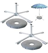 AMGSH Portable Beach Umbrella Stand, 2 Pack Foldable Umbrella Stand, Adjustable Patio Umbrella Ba...