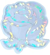 Resin Mold, Crystal Flower Silicone Coaster Mould Fashion Holographic Coaster Resin Molds Rose Fl...
