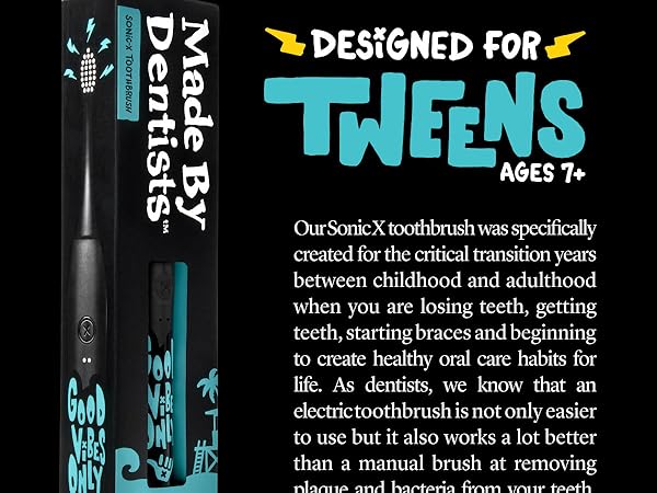 Made by Dentists Sonic X Electric Toothbrush + Replacment Heads- Good Vibes Only