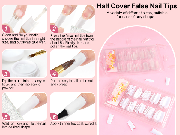 Half Cover False Nail Tips