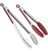 ChefAide Set of 2 Cooking Tongs,18/8 Stainless Steel and Silicone Rubber Grips with 600ºF High He...