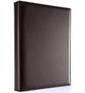 KINGFOM A4 Faux Leather Padfolio Ring Binder Business File Folder Document Holder with Card Holde...