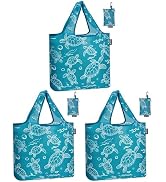 HOLYLUCK Reusable Grocery Bags,Heavy Duty Foldable Shopping Tote Bag (Standard, 3 Turtle)