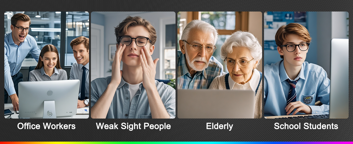Large Print Backlit Keyboard, Quiet Wired USB Lighted Computer Keyboards with 7-Color Backlit