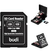 BUDI SD Memory Card Reader with 12 Slots SD-Styled Memory Card Storage Case Supports USB Type-C a...