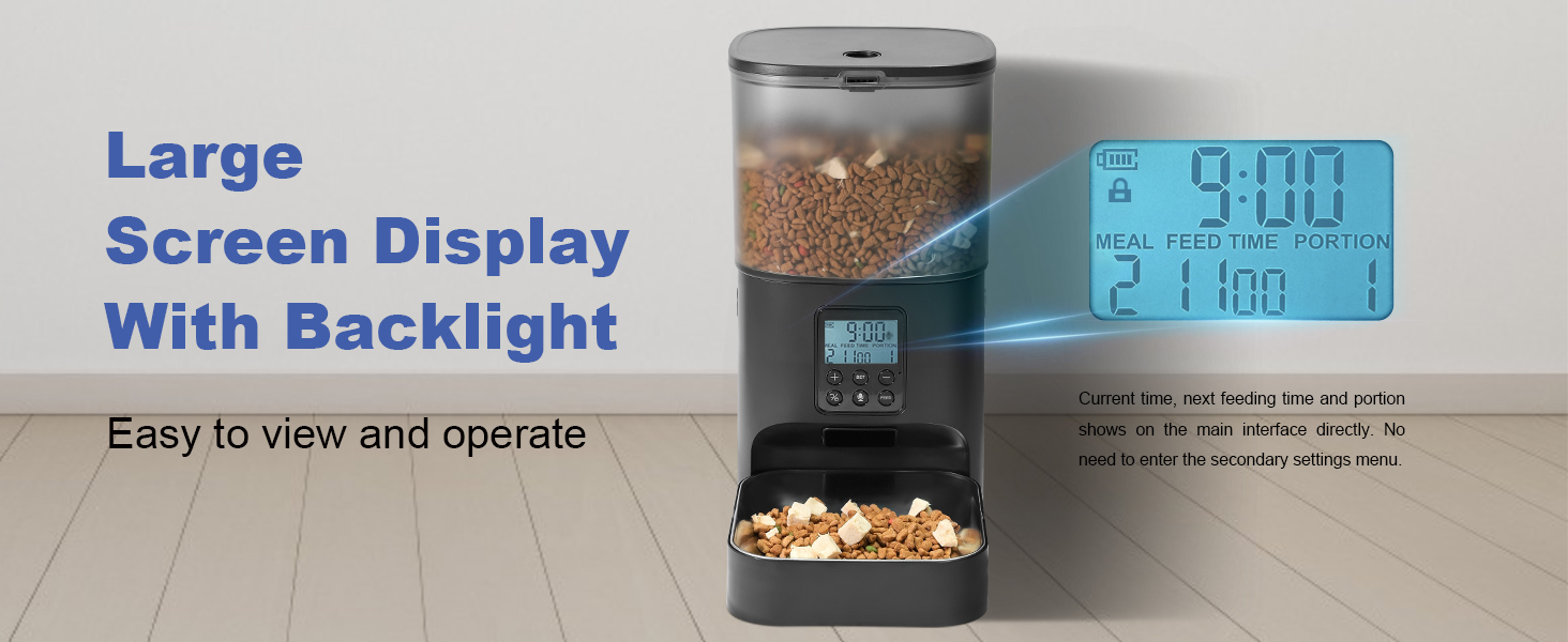 automatic cat feeder with large screen display