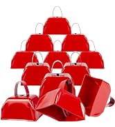 Cow Bells Noise Makers Red Cheering Bell for Sporting Events: 12 Pcs Metal Cowbells with Handle -...