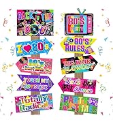 Hooqict 20 Pieces 80s Party Decorations Back to The 80s Neon Retro Sign for Adults Disco Hip Hop ...