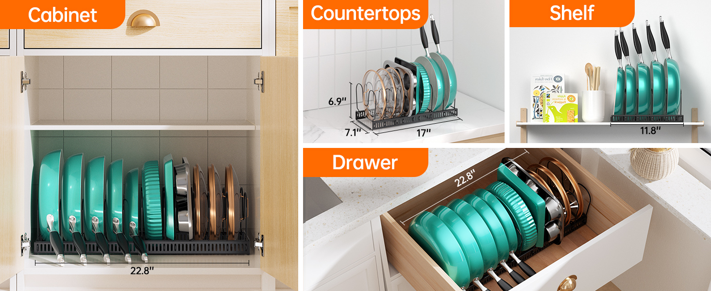 pot lid organizer for cabinet