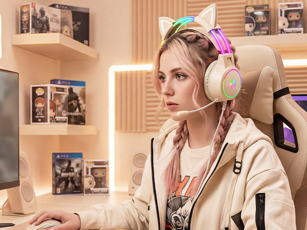 cat ear headset for ps4 ps5 switch gaming consoles