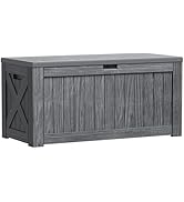 Greesum 120 Gallon Outdoor Storage Box with Lock - Large Resin Deck Box, Reinforced Lid for Garde...