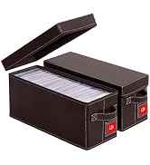 Tapetinel Brown Faux Leather CD Storage Box 2 Pack – Holds 35 Standard Jewel Case CDs Each, Compa...