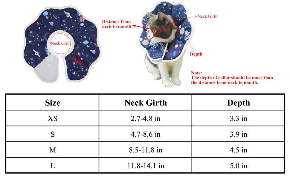 cat recovery cone size chart 20260203