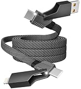 Firsting 4 in 1 Charging Cable Fast Charging 65W with E-Mark Chip, Carplay | USB A/C to C/Lightni...