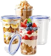 4 Pack Overnight Oats Containers with Lids, Oatmeal Container, 16oz Leak Proof Oats Jars, BPA Fre...