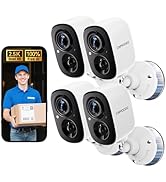CINMOORE 2.5K Wireless Home Security Cameras 4-Pack, Outdoor WiFi Non-Subscription AI Person Dete...