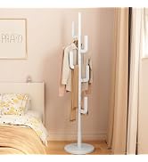 Vlush Sturdy Wooden Coat Rack Stand, Entryway Hall Tree Coat Tree with Solid Round Base for Hat,C...