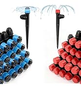 Copadri 50pcs Drip Emitters with Stake for 1/4" Irrigation Tubing, Adjustable 360 Degree Water Fl...
