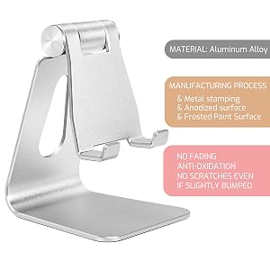 Silver Foldable Aluminum Alloy Cell Phone Holder