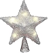 Christmas Tree Topper Star 10 Inch Glittering Silver Xmas Tree Ornament Festive Party Home Season...