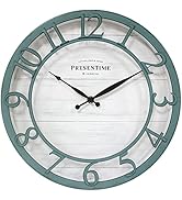 PresenTime & Co 13" Farmhouse Series Wall Clock, Shiplap Style, Silent No Ticking, Coastal Clock,...