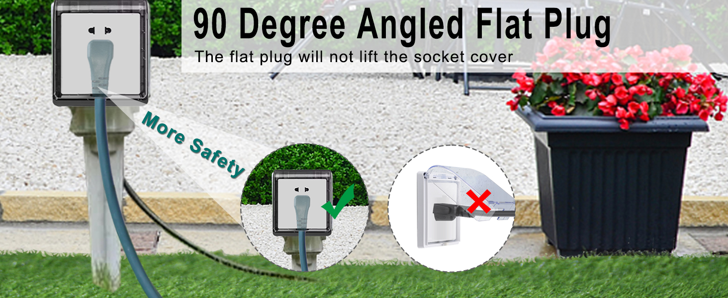 Outdoor Extension Cord Waterproof Flexible 3 Prong Extension Cord for Lawn, Garage