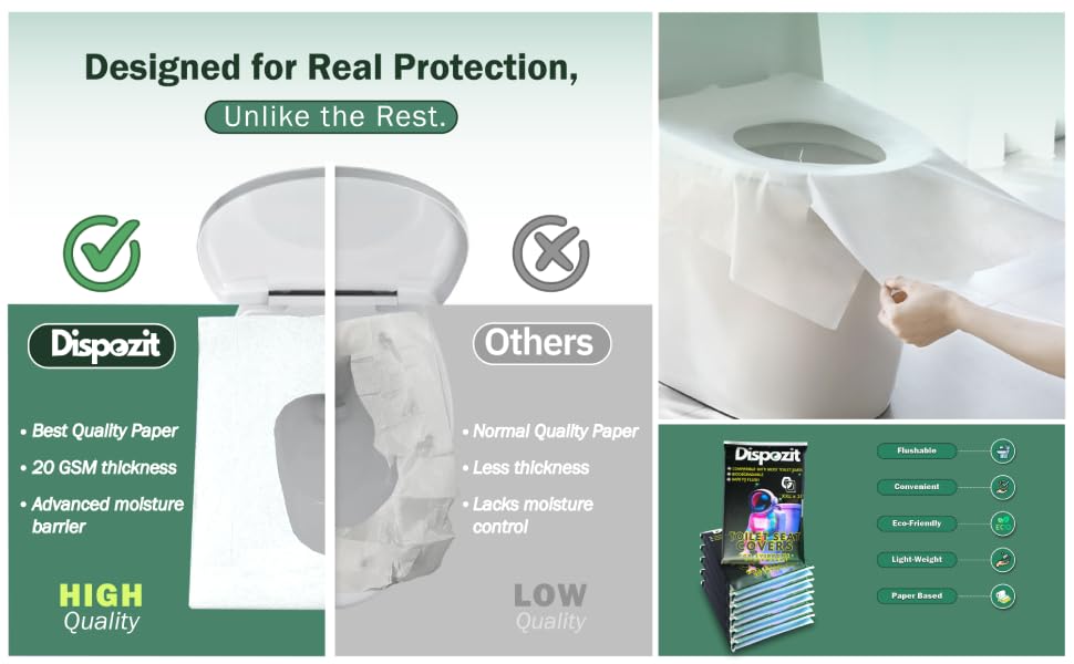 XXL disposable toilet seat covers High quality, 20 GSM, flushable, eco-friendly protection.