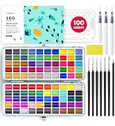 100 Colors Watercolor Paint Set with 4 Brushes, Portable Travel Water Color Kit with Carrying Cas...