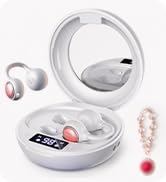 Open Ear Clip Wireless Earbuds Bluetooth 6.0, Powder Compact Case with LED Display & Mirror, Love...