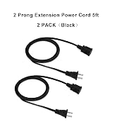 2-Pack Extension Cord with 2 Prong 5ft,US Male/Female Power Cable for NEMA 5-15P to NEMA 5-15R(5F...