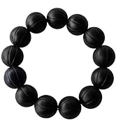 vv8oo Bracelet Natural Bian Stone Black Beads Watermelon Pattern Design Round Stretch Elastic Han...