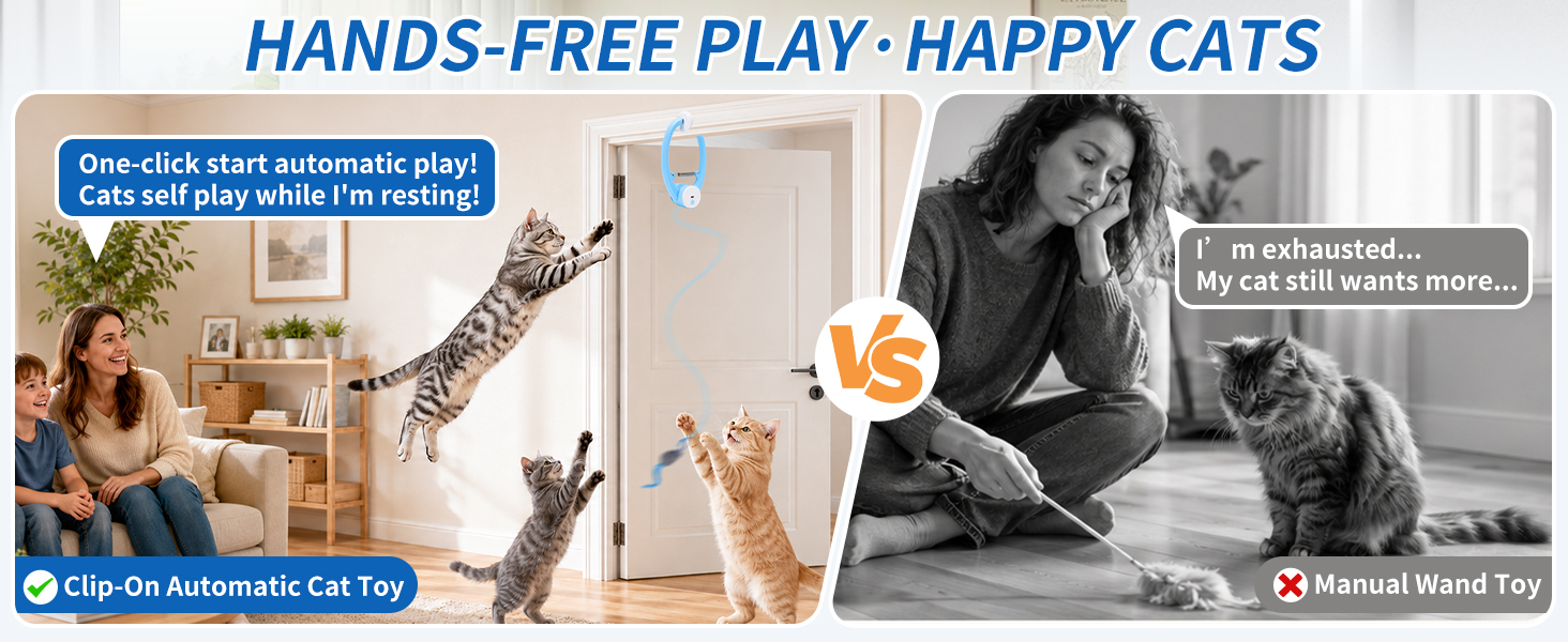 VOXGET Interactive Cat Toys Automatic Fly Feather Wand Indoor Bored Kittens Self Play Hang Toy Chase