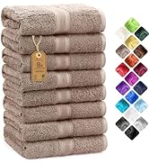 NatureMark 8 Hand Towels Set - 100% Cotton - Soft and Absorbent Bathroom Towels, Durable and Comf...