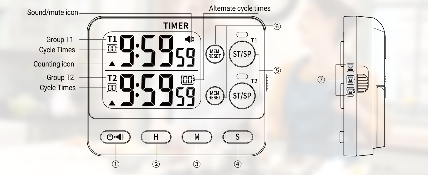 Dual Kitchen Timer Instructions