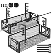 2 Pack Under Desk Cable Management Tray - Cable Organizer & Cord Raceway for Office & Home - No D...