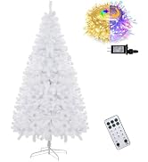 Juegoal 7.5 FT Artificial Christmas Tree (NOT Pre-Strung) with Remote Control, 450 LED Warm White...